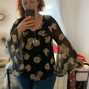 Bell sleeve boho top